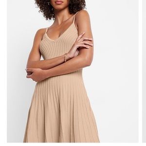 Express V-neck pleated mini sweater dress